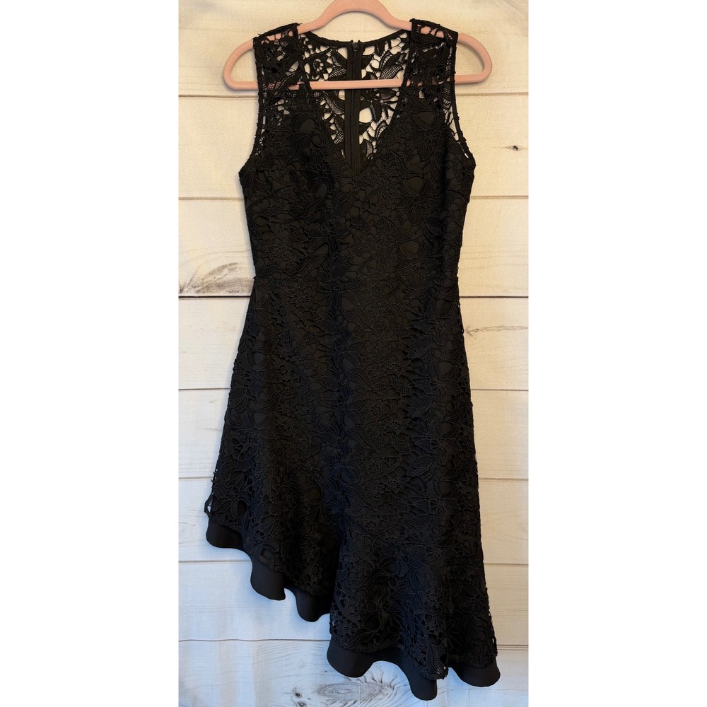 Adelyn Rae Black Lace Asymmetrical High Low Sleeveless Cocktail Dress Medium